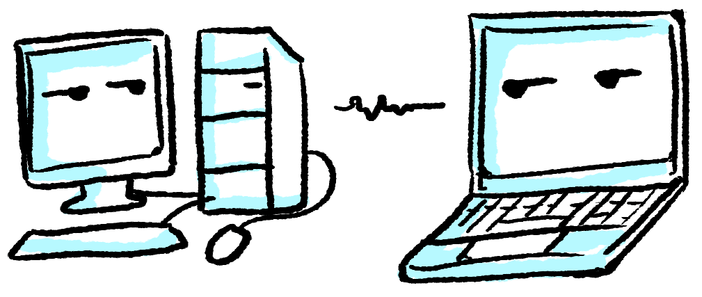 Illustrasi desktop vs laptop