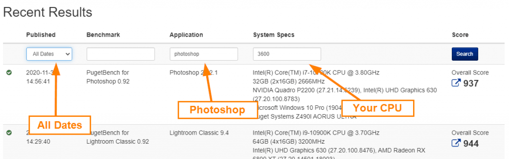 Mengecek hasil benchmark photoshop di Puget