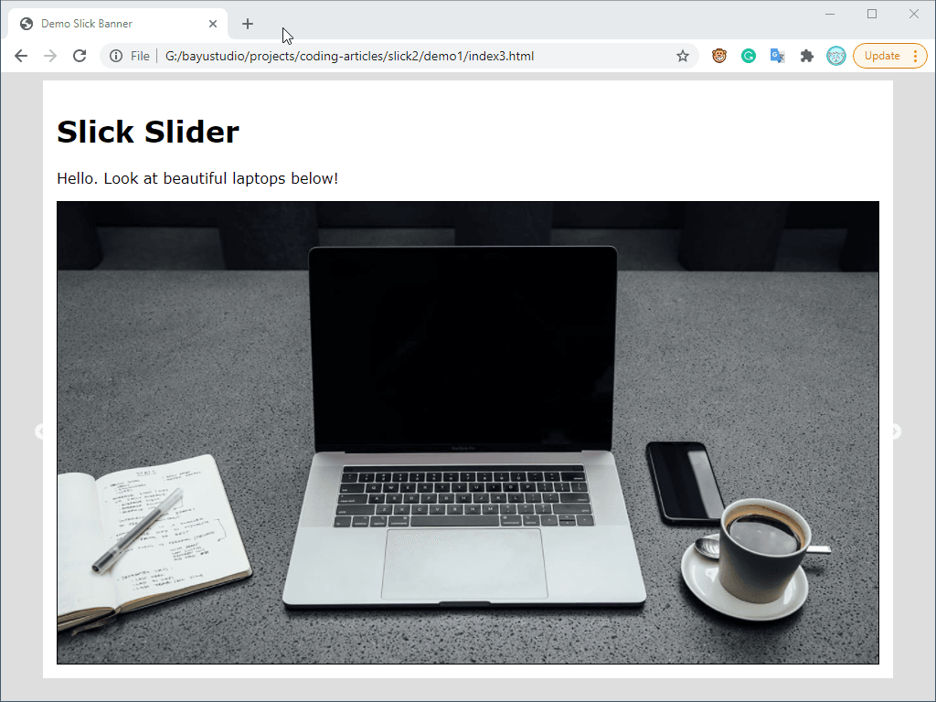 Tampilan slick default di ukuran desktop